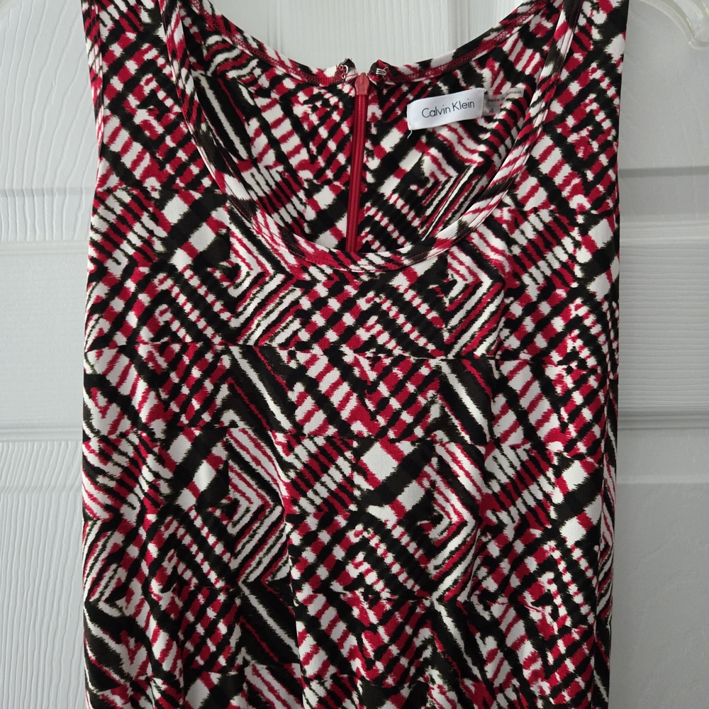 Calvin Klein Red and Black Geometric Jumpsuit